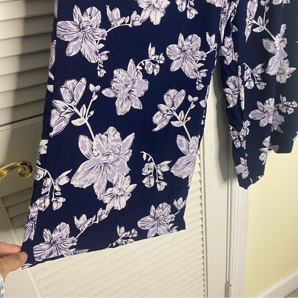 Ellos Size 2X Womens Pull On Palazzo Pants Floral Wide Leg Crop Blue Stretch - Picture 4 of 9